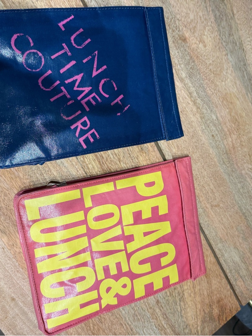 JUICY COUTURE Pink & Yellow PEACE LOVE & LUNCH Zippered Pouch